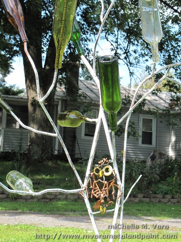 Bottle Tree w/sculpture owl