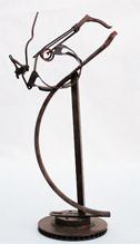 Lauphing horse metal sculpture painted