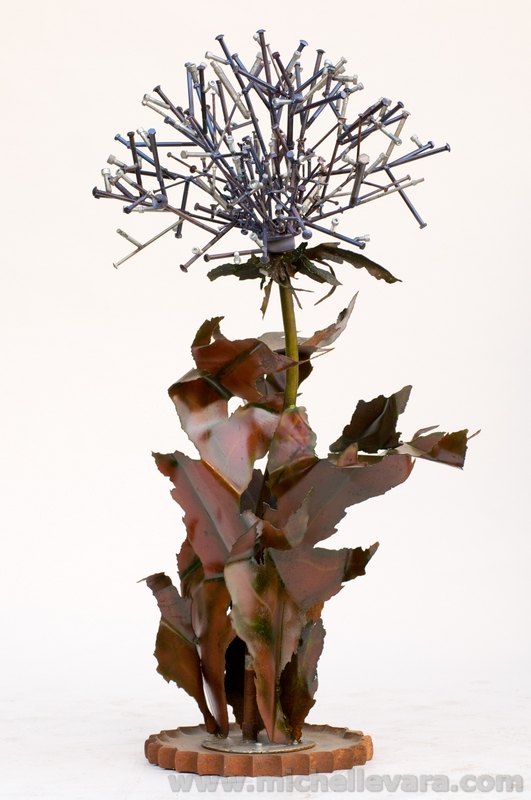 Recycled metal sculpture of Dandelion