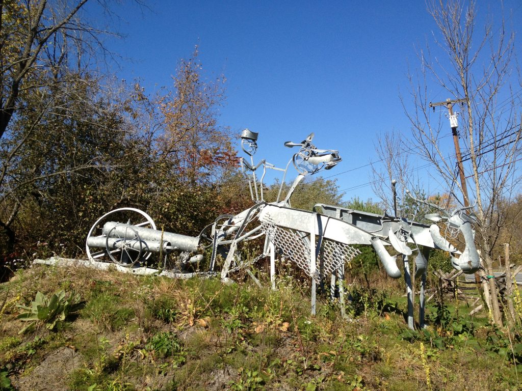 Metal sculpture, sculpture, history, state of NY, General Knox, Oxen, Horses,