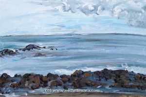 michelle vara paints the coast Acrylic canvas painting of New Hampshire coast