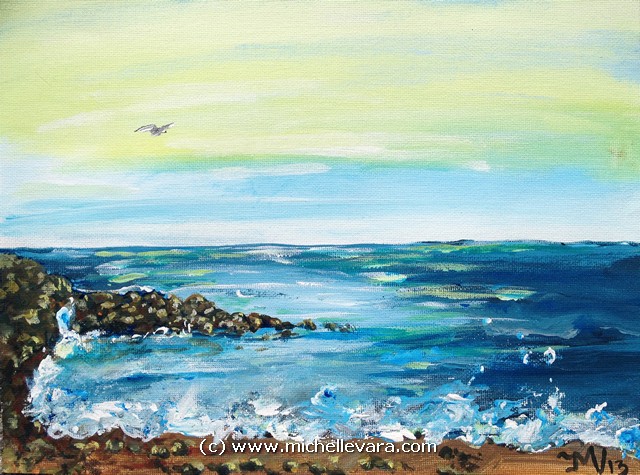 michelle vara paints the coast Acrylic canvas painting of New Hampshire coast