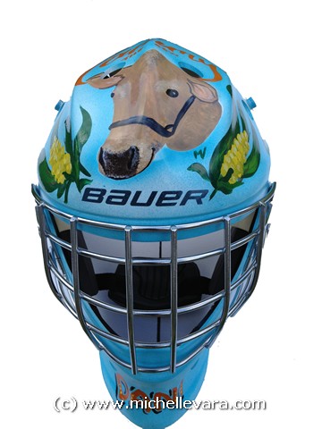 Airbrush painted child kids Goalie helmet