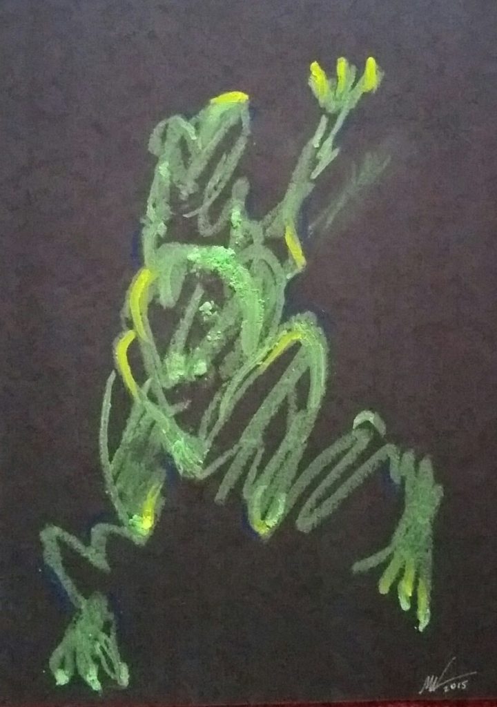 Oil Pastel, OMI Art Center, Bull Frog, miChelle vara, oil pastel