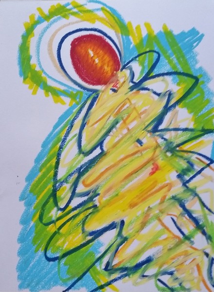 Sample of: Artist Daily practice of creating Oil Pastel Drawings; Visual conversations.