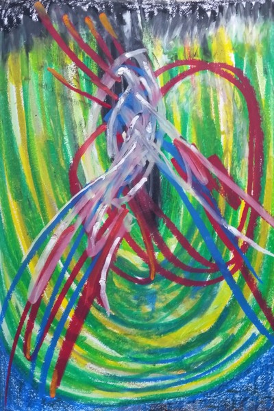 Sample of: Artist Daily practice of creating Oil Pastel Drawings; Visual conversations.