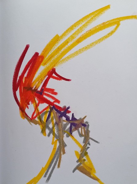 Sample of: Artist Daily practice of creating Oil Pastel Drawings; Visual conversations.