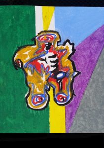 No. 54_ oil pastel - that became 36" X 72" Oil & Tar painting