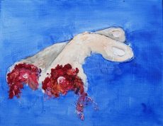 fingers crossed oil painting