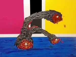 no. P20. Limb 36"x 48" Tar and oil paint on canvas.