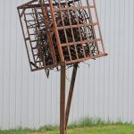 Weled metal sculpture, metaphore, outdoor metal sculpture, thinker space, Iron Sculpture, welded metal, Ballard Road Art Studio, Wilton NY, Michelle Vara