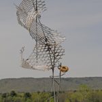 257. Traumatic Stress , 24” h x 12”, Aluminum, Stainless steel, mesh, valve release, temper spring, real estate sign stock, stainless, galvanized, steel, welded. Finish is intended to be RAW- found.