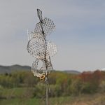 257. Traumatic Stress , 24” h x 12”, Aluminum, Stainless steel, mesh, valve release, temper spring, real estate sign stock, stainless, galvanized, steel, welded. Finish is intended to be RAW- found.