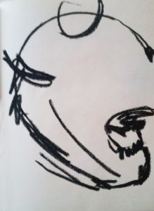 Oil pastel on paper.