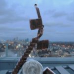 Sculpture photographed on the roof top of the Cleveland Clinic Hospital in Chicago IL