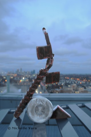 Sculpture photographed on the roof top of the Cleveland Clinic Hospital in Chicago IL