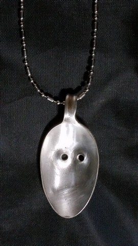 No. J763_Cheveyo, Kachina, metals welded with enamel paint accents. Sculpture that wears like Jewelry.