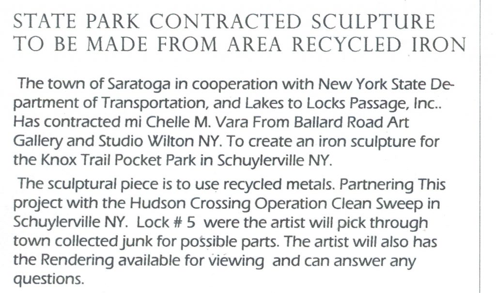 metal sculpture, General Knox Revolutionary war