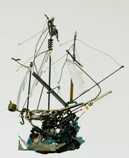 Ship, mixed media sculpture