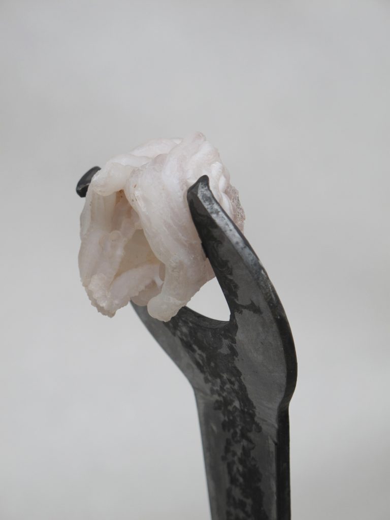 Sculpture made from Steel, Geocite stone, finished in graphite and crushed glass.