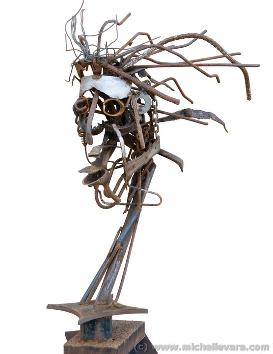 Figure Head Sculpture using found objects to communicate self talk