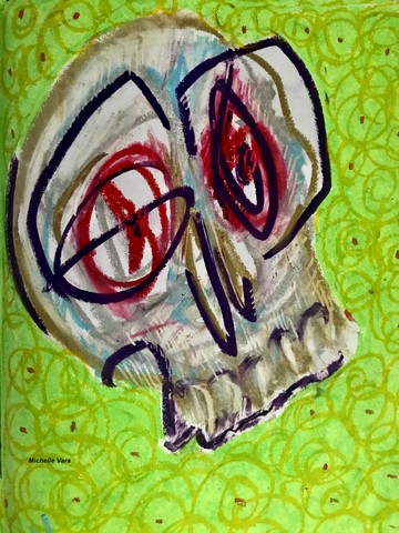 Skull oil paint on paper emotion