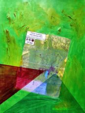 "Walk About" Found objects, paint, on art paper