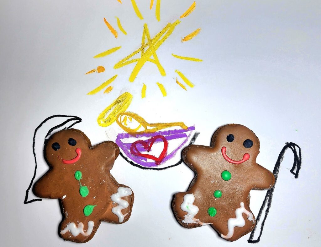 Christ is Born- Ginger people and oil drawing